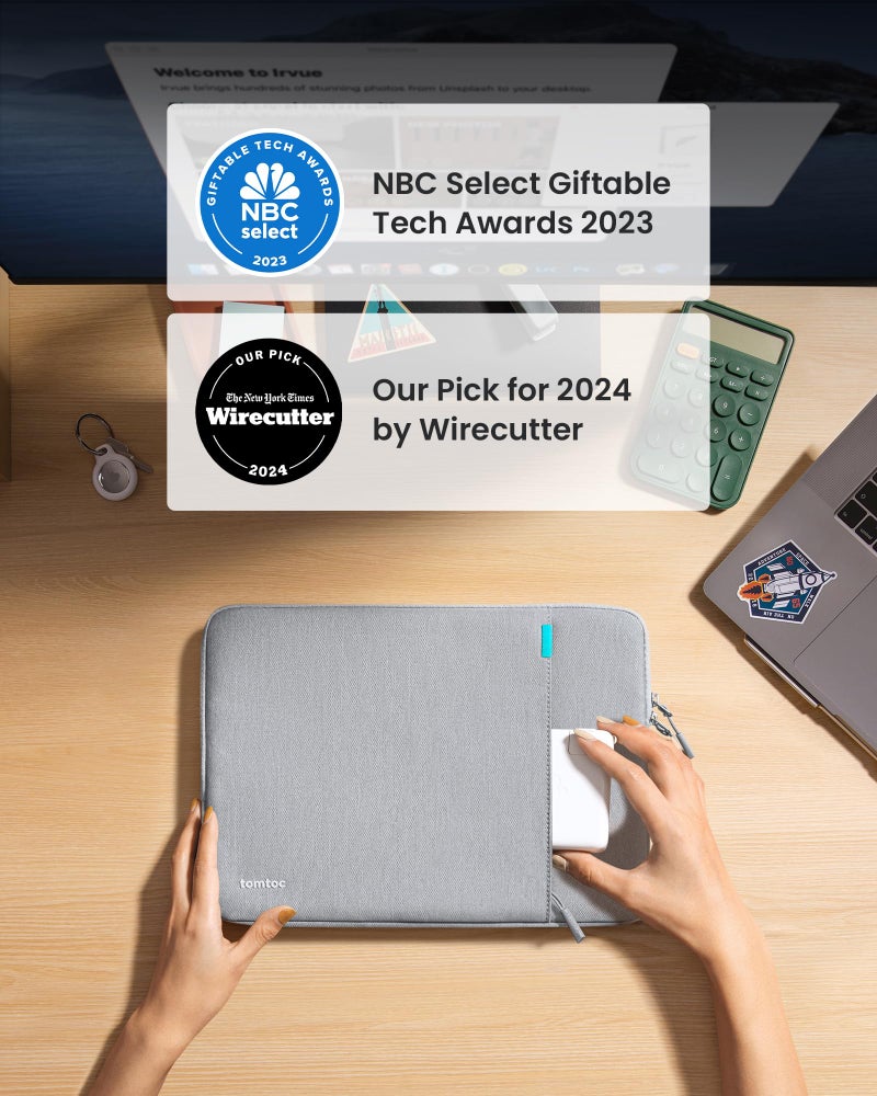 توم توك حافظة كمبيوتر محمول واقية Tomtoc 360 لجهاز MacBook Pro M3/M2/M1 Pro/Max مقاس 14 بوصة A2992 A2918 A2779 A2442 2024-2021 13.8 بوصة كمبيوتر محمول سطحي جديد الإصدار السابع Copilot+ حافظة MacBook مقاومة للماء - Image 2